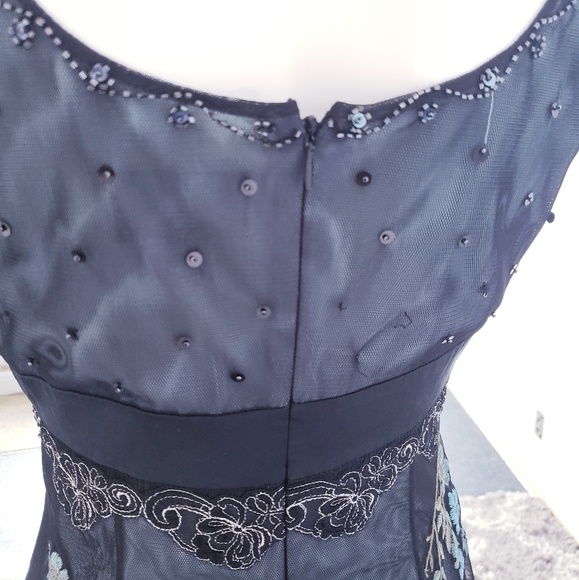 Sold Silk Boho Adrianna Papell Beaded Sheer Dress - Picture 7 of 8
